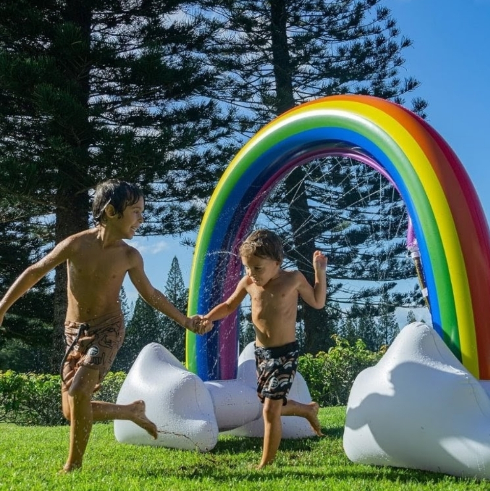 Vibrant Inflatable Rainbow Arch Summer PoolCandy Jumbo Inflatable Sprinkler Toy - Picture 5 of 7